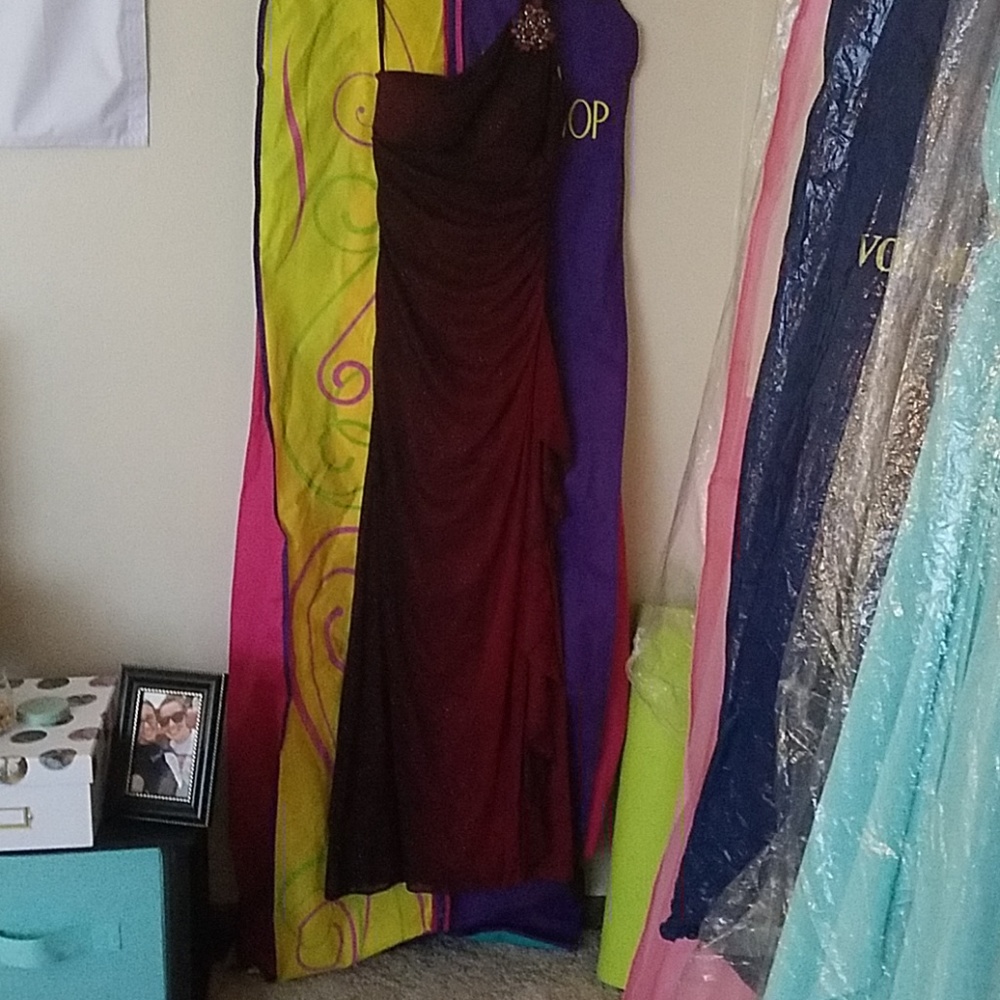 Red prom dress, one shouldered
